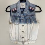 Z Supply Denim Vest Sz Medium Beaded Dip Dyed USA Red White Blue Photo 3