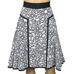 Zac Posen RARE black white pleated A-line skirt grosgrain trim Size 10 EUC Photo 0