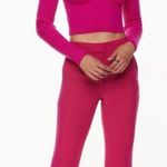 Aritzia NEW‎  Babaton sculpt knit ribbed top polo long sleeve pink Photo 1