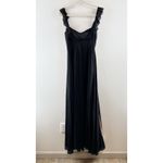Lulus Dreamy Admiration Long Ruffled Slit Maxi Dress Gown Black Small Photo 4