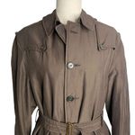 Vintage 70s Womens Rain Trench Coat L Brown Buttons Lined Pockets Belted Size L Photo 1