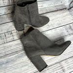EXPRESS  Gray Heel Ankle Booties Suede Zipper Chunky 10 Photo 0