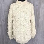 Handmade crochet cotton knitted sweater with pom poms and braids oversized Photo 1