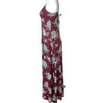 Abercrombie & Fitch  Long Maxi Floral Dress Dark Red Wine Burgundy Small Photo 5