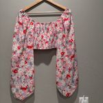 Ruby Sees Pink Floral After School Long Sleeve Crop Top Size US 2 Photo 3