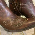 Corral  Whip Stitch Brass Studded 15" Tall Knee-High Harness Boots Sz 8.5. Photo 1