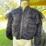 Anthropologie  Tulle Black Ruched Jacket Size Small Photo 1