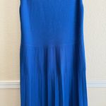 Blue Midi Dress Large Knit Pleated Women’s Casual Layered Work Office Chic NWT Photo 7