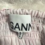 Ganni Georgette Mini Dress Women 36 Pink Black Floral Pleated Ruffle Square Neck Photo 6