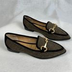 Kelly & Katie ‎ Pointed Toe Loafers Brown Herringbone Gold Accent Women9.5 Preppy Photo 2