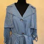 7 For All Mankind Blue Lightweight Gunflap Front Tie Trench Coat Jacket Size L Photo 2