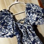 Tuckernuck  Blue Mini Sundress with Puff Sleeves and Sweetheart Neckline Photo 4