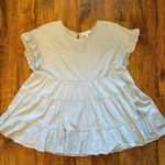 JODIFL  Green Dotted Ruffle Sleeve Tiered Layered Baby Doll Blouse Photo 4