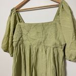Abercrombie & Fitch  Emerson Mini Dress Size XL Poplin Puff Sleeve Green Ruched Photo 3