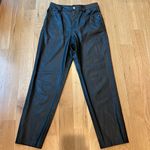 ZARA  Faux Leather Pants Black Straight Leg High Rise Size 4 Photo 1
