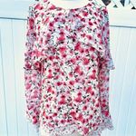 White House | Black Market Layered Chiffon Blouse Women's Pink & White EUC Photo 7