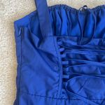 Tie Front Corset Top Sleeveless Midi Maxi Milkmaid Dress in Blue Women’s Medium Photo 4