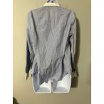 Massimo Dutti  Blue Stripe Button Down Shirt White Collar Cuffs Size 12 Photo 4