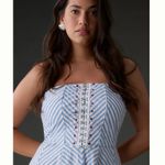 Anthropologie Maeve Strapless A-Line Stripe Dress Size Large Sailor Coastal Photo 7