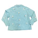 Quacker Factory Quaker Factory Blue and White Checkered Daisy Button Down Shirt Jacket Photo 1