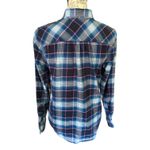 Lands' End Blue Pink Button Front Flannel Cotton Shirt Womens Size 6P Photo 1