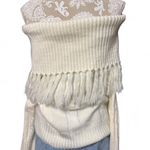 Moon River Ivory Fringe Off Shoulder Sweater Women's Small Boho Chic Knit Top Photo 3