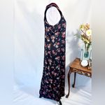 Vintage Sarah Elizabeth Floral Maxi Dress Square Neck Made in India Sz 18 💛 Black Photo 3