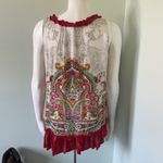Bila Boho Paisley Peasant Ruffle Tank Top Large Red Photo 4