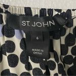 St. John  Shirt Women Size 6 Gray Polka Dot Bow Tie Front Silk Spandex Blend Photo 1