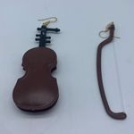 NEW brown violin and bow asymmetrical music instrument fashion earrings Photo 15