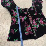 Free People  Close To You Black Floral Print Milkmaid Blouse Women’s Size XS Photo 5