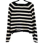 Wildfox  Distressed Striped Vneck Sweater Black White Photo 6