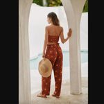Beach Riot  x Anthropologie Brown Sun Print Cover-Up Pants M Photo 2