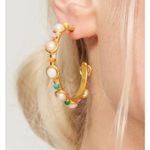Sylvia Toledano Petite Candy Earrings Multicolor Freshwater Pearl Hoops Photo 4