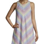 Lands' End  Rainbow‎ Chevron Stripe Linen Sleeveless Shift Dress MEDIUM Pride Photo 0