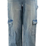 PacSun NEW Baggy Carpenter Women's Blue Cargo Straight Denim Jeans Size 26 Photo 0