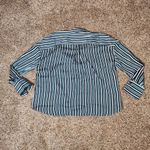 Free People  Womens Striped Button Up Shirt Natural Size Medium Blue Photo 1