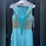 MAY QUEEN WOMEN’S BEADED BATEAU SWEETHEART LONG PROM DRESS AQUA MQ1293 Sz 8 NWT Blue Photo 8