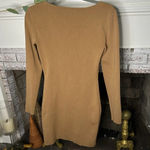Aritzia Babaton  Rego Sculpt Knit long Sleeve square neck mini dress camel color Photo 3