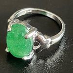 Women green jade S925 silver ring size 7.5 Photo 2