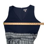 Chelsea28  V-Neck Sleeveless Navy Dark Blue Gray Checkered Jumpsuit Tie Size 12P Photo 7