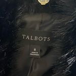 Talbots black lightweight jacket faux fur collar wool blend Sz 8 Photo 8