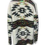 Aztec Patterned Open Cardigan S/M Pale Gray Black and Southwestern Color Block Size M Photo 3