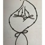 Navajo Pearl Sterling Silver Bow Tie Necklace & Matching Earrings Jewelry Set Photo 5