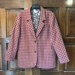 Sundance  Womens The Lisa Blazer Jacket Size Medium Pink Plaid Wool Blend Lined Photo 0