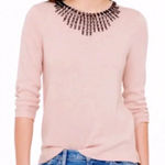 J.Crew Mauve Embellished Jeweled-Starburst Collar Sweater Merino Wool Size XS Photo 0
