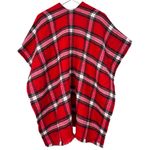 Loft Red Plaid Fringe Shawl Size XS/S NWT Photo 5