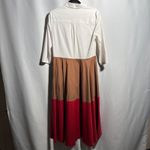 Marianna Déri Colorblock Shirt Dress S Karamel Red 3/4 Sleeve Midi $360 SEE White Photo 1
