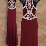 Clarisse 2807 Marsala Maroon Burgundy Silver Prom Dress Photo 10