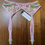 For Love & Lemons Victoria's Secret Lace Strawberry Garter Belt Pink Floral XS Photo 4